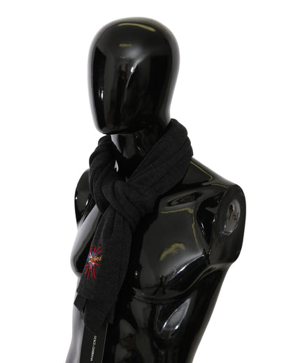 100% Wool Gray Scarf with #DGLovesLondon Embroidered Logo - Dolce & Gabbana One Size Women