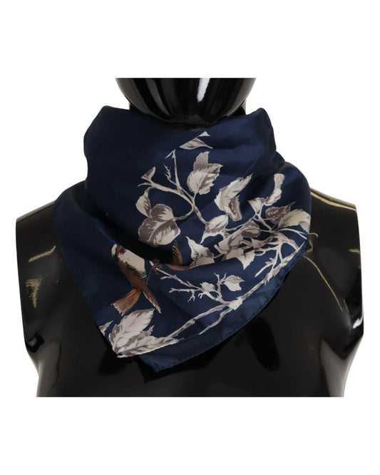 Dolce & Gabbana Men's Blue Floral Silk Square Handkerchief Scarf - One Size