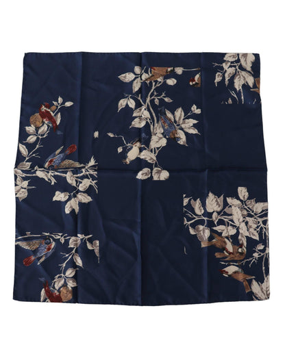 Dolce & Gabbana Men's Blue Floral Silk Square Handkerchief Scarf - One Size