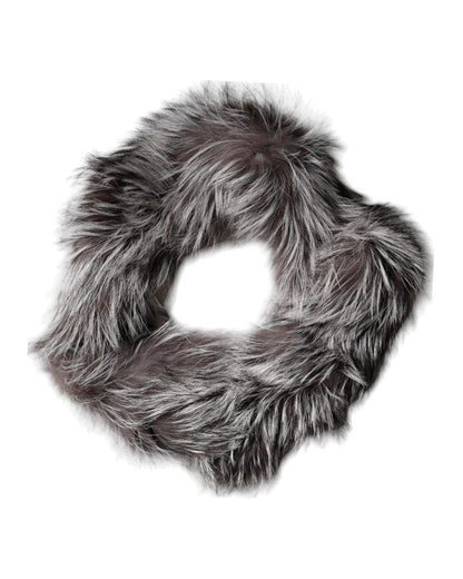 Dolce & Gabbana Women's Gray Fox Fur Neck Wrap Warmer Winter Scarf - One Size