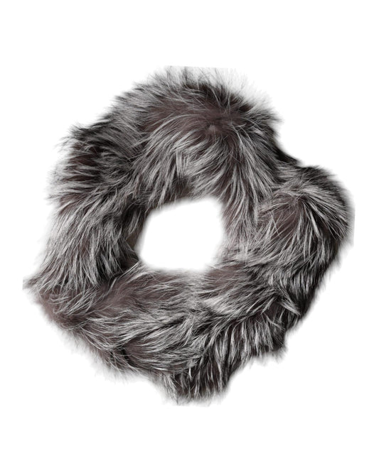 Dolce & Gabbana Women's Gray Fox Fur Neck Wrap Warmer Winter Scarf - One Size