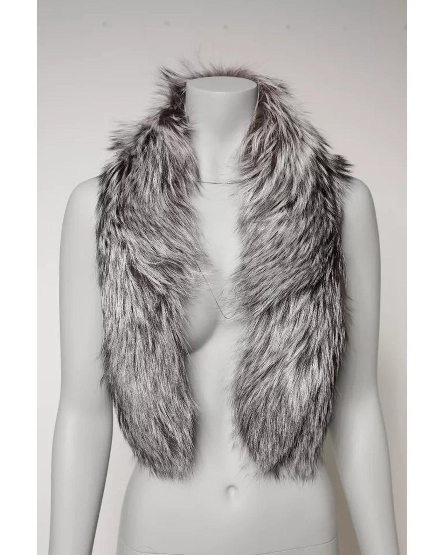 Dolce & Gabbana Women's Gray Fox Fur Neck Wrap Warmer Winter Scarf - One Size