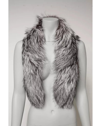 Dolce & Gabbana Women's Gray Fox Fur Neck Wrap Warmer Winter Scarf - One Size