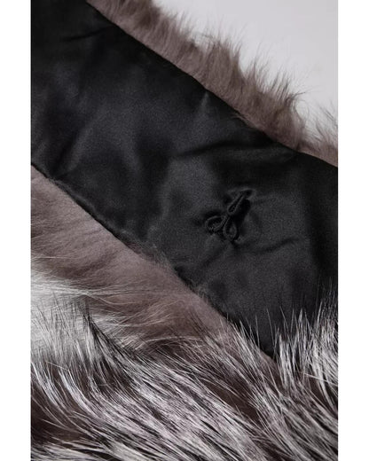 Dolce & Gabbana Women's Gray Fox Fur Neck Wrap Warmer Winter Scarf - One Size