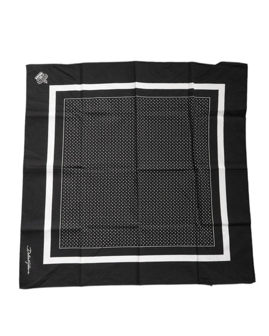 Dolce & Gabbana Men's Black Polka Dots Cotton Handkerchief Scarf - One Size