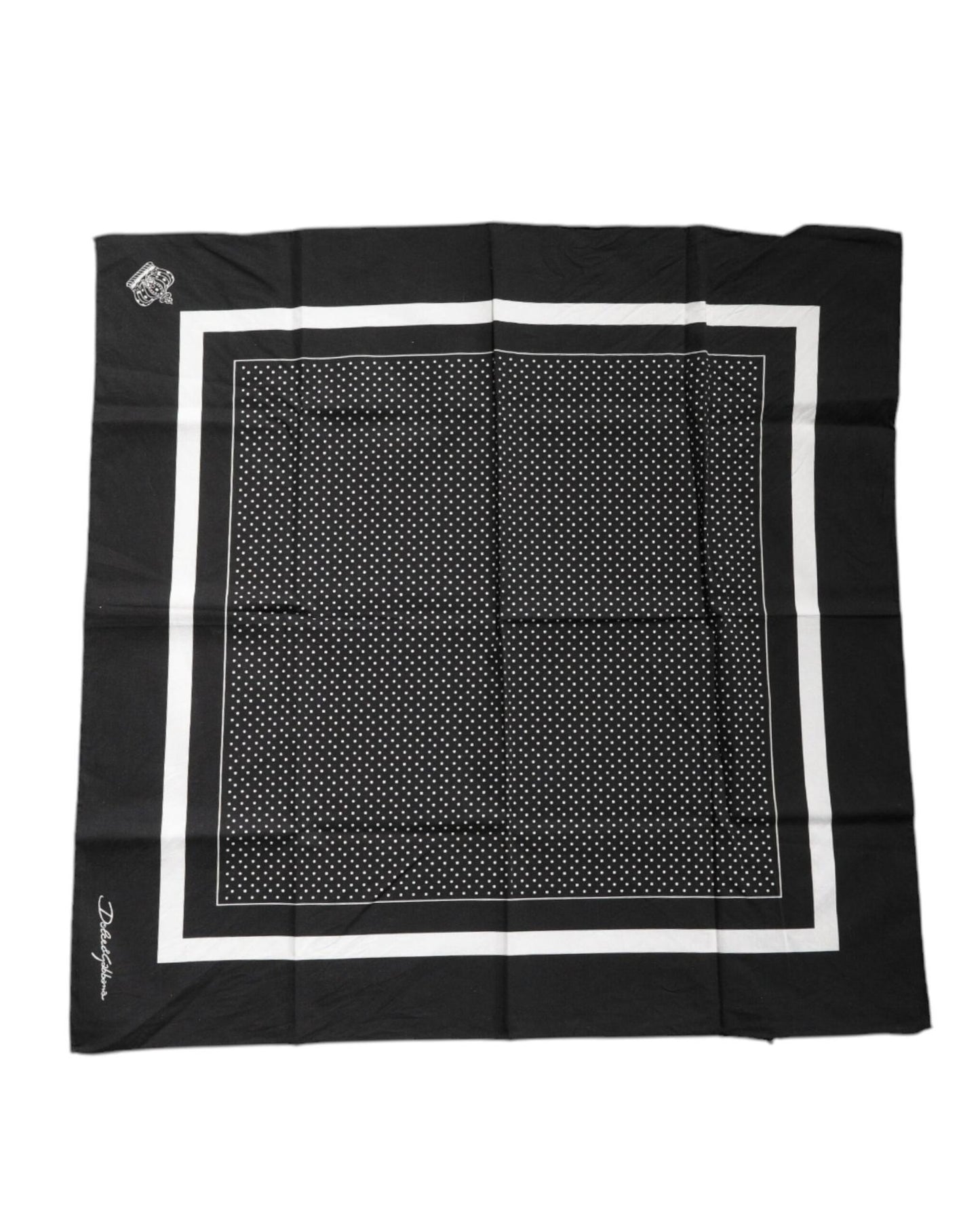 Dolce & Gabbana Men's Black Polka Dots Cotton Handkerchief Scarf - One Size