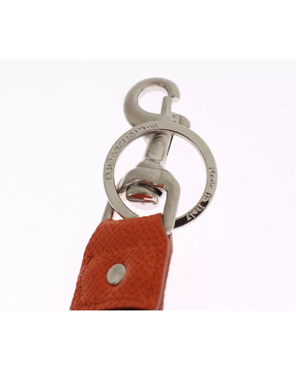 Dolce & Gabbana Women's Silver Brown Raffia Leather Clasp Finder Chain Keyring - One Size