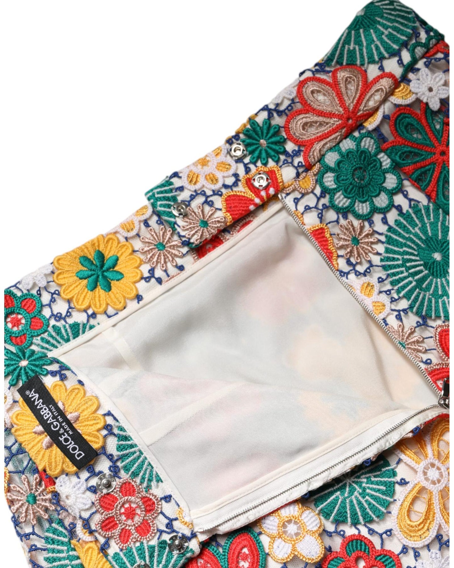 Dolce & Gabbana Women's Multicolor Floral Lace High Waist Mini Skirt - 42 IT