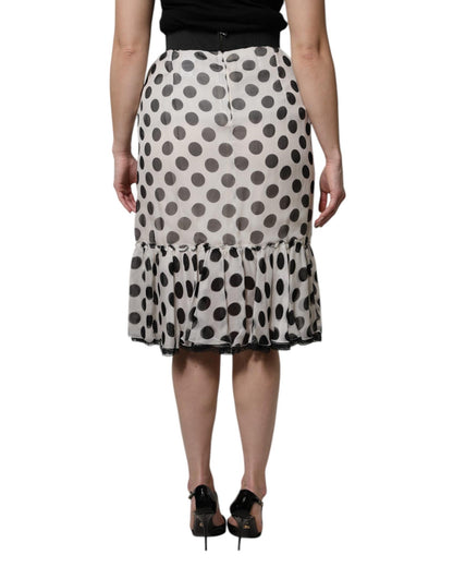 Dolce & Gabbana Women's White Black Polka Dots Knee Length Skirt - 38 IT