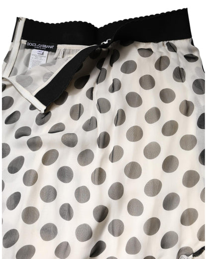 Dolce & Gabbana Women's White Black Polka Dots Knee Length Skirt - 38 IT