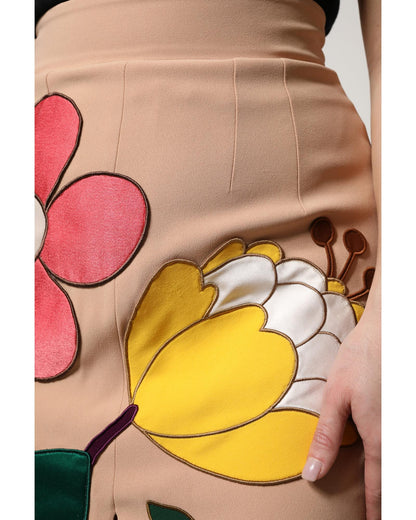 Dolce & Gabbana Women's Beige Floral High Waist Pencil Cut Skirt - 40 IT