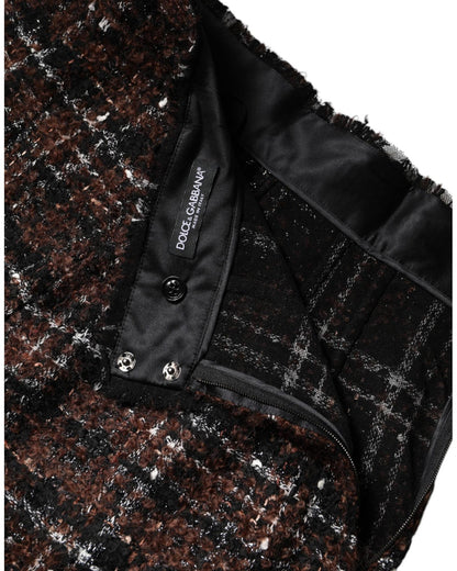 Dolce & Gabbana Women's Multicolor High Waist Tartan Tweed Pencil Cut Skirt - 42 IT