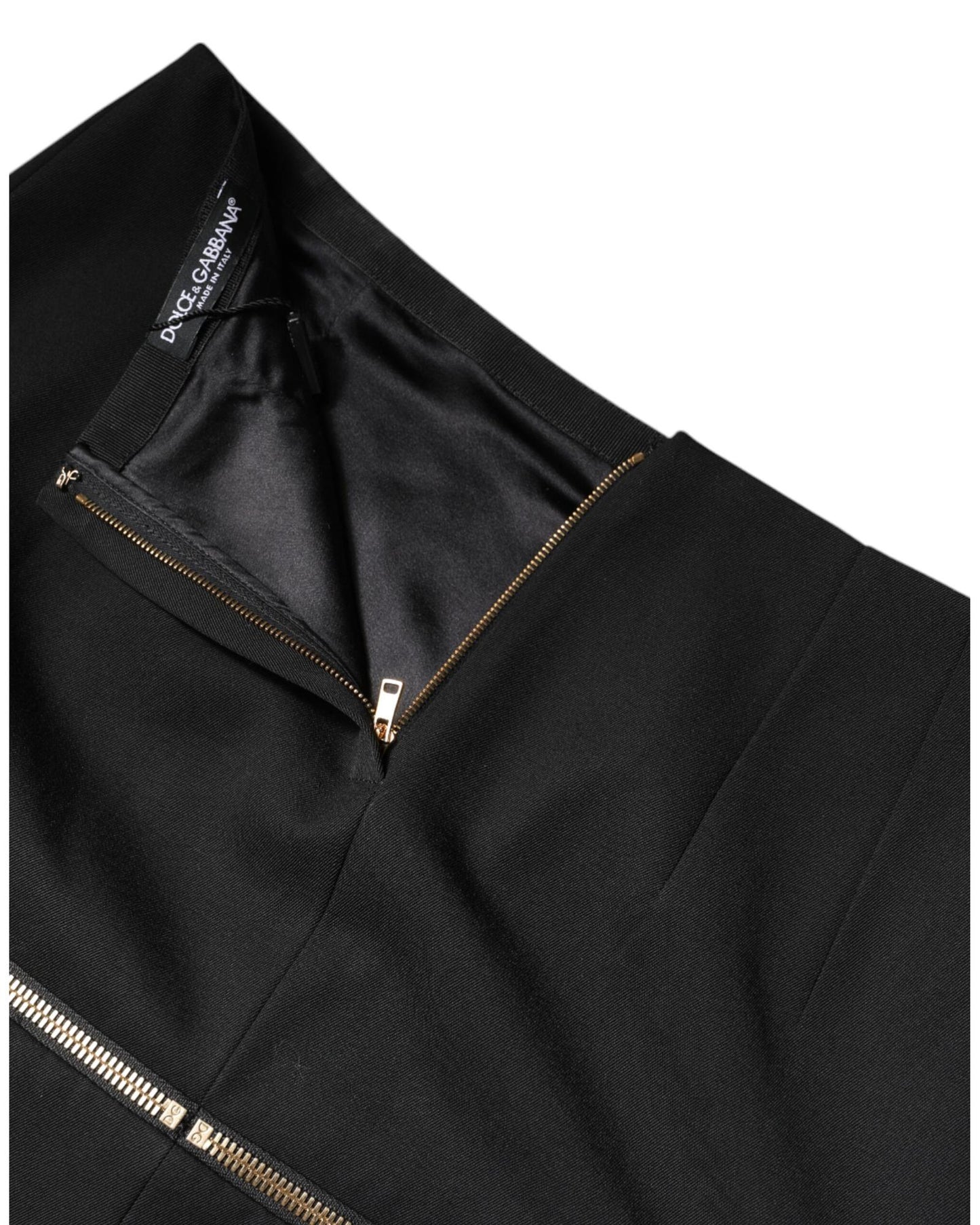 Dolce & Gabbana Women's Black Virgin Wool High Waisted Mini Skirt - 40 IT