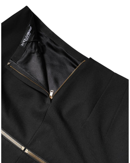 Dolce & Gabbana Women's Black Virgin Wool High Waisted Mini Skirt - 40 IT