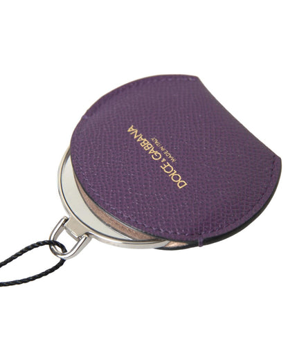 Dolce & Gabbana Women's Purple Calfskin Leather Round Hand Mirror Holder - One Size