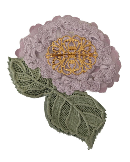 Dolce & Gabbana Women's Elegant Purple Floral Silk Blend Brooch - One Size