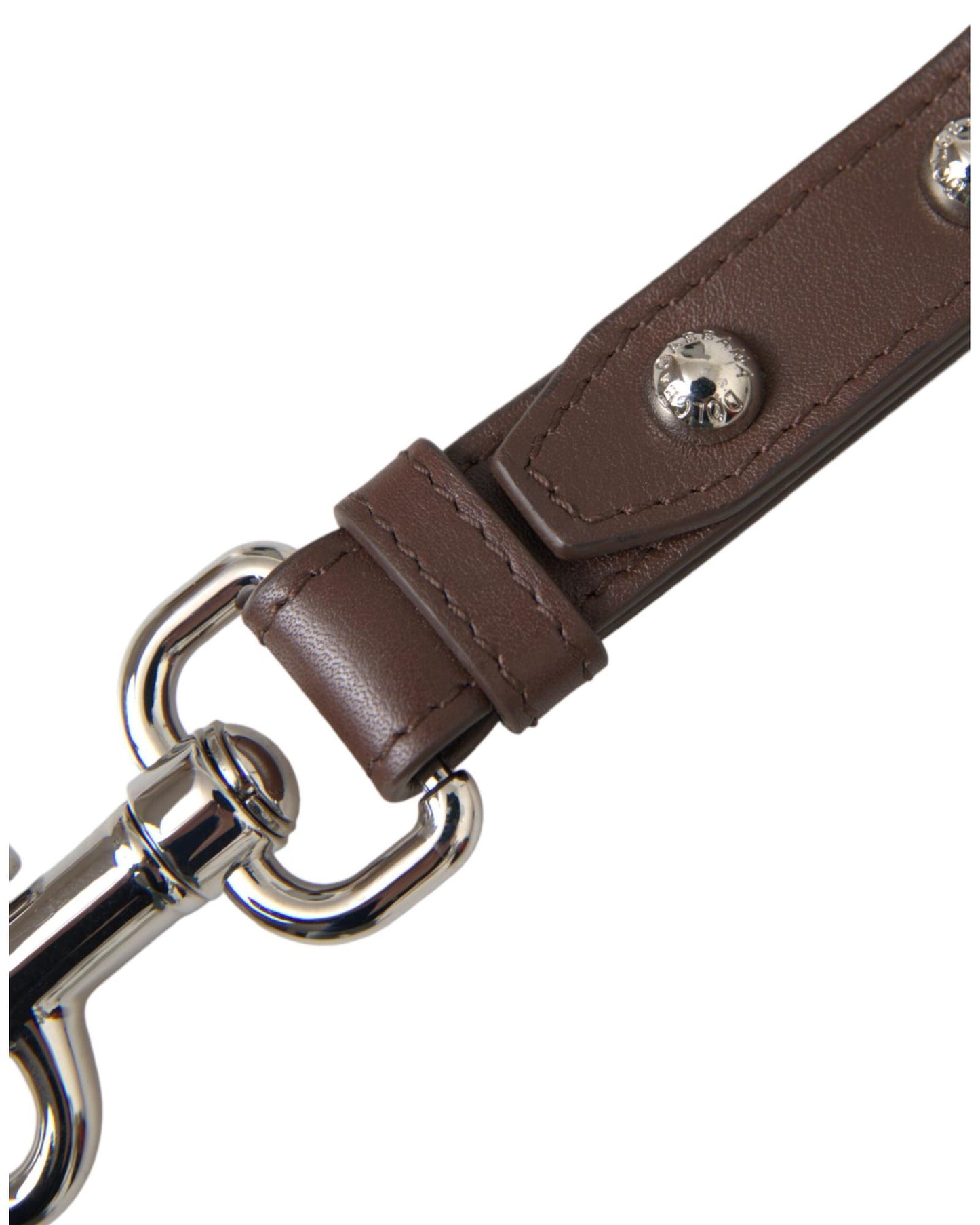 Dolce & Gabbana Women's Brown Plain Leather Silver Brass Keyring Holder Keychain - One Size