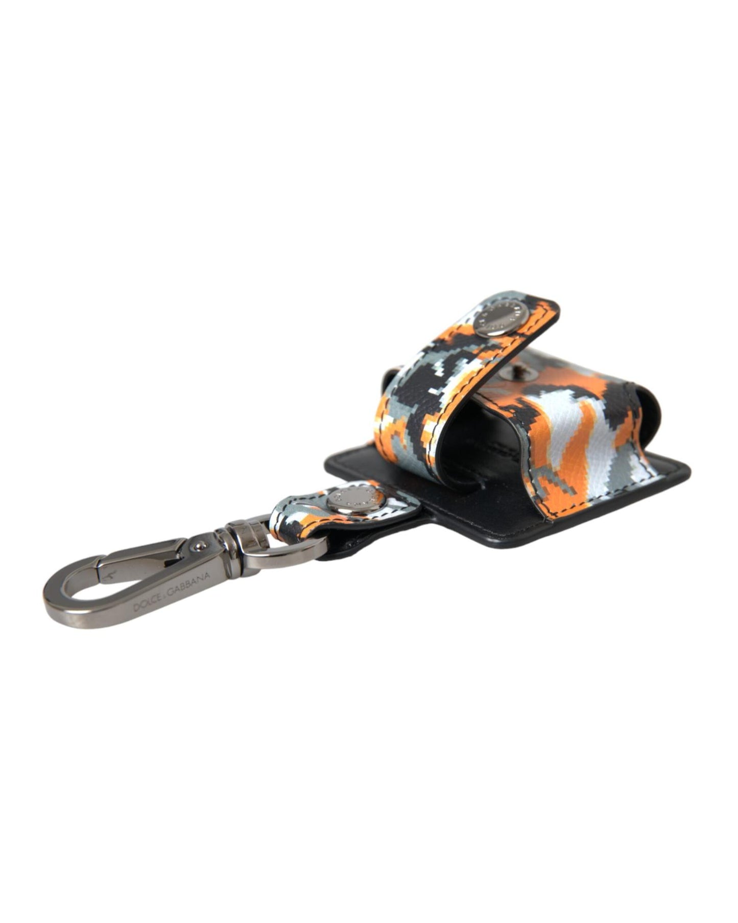 Dolce & Gabbana Women's Multicolor Camouflage Print Leather Logo Metal Airpods Case - One Size