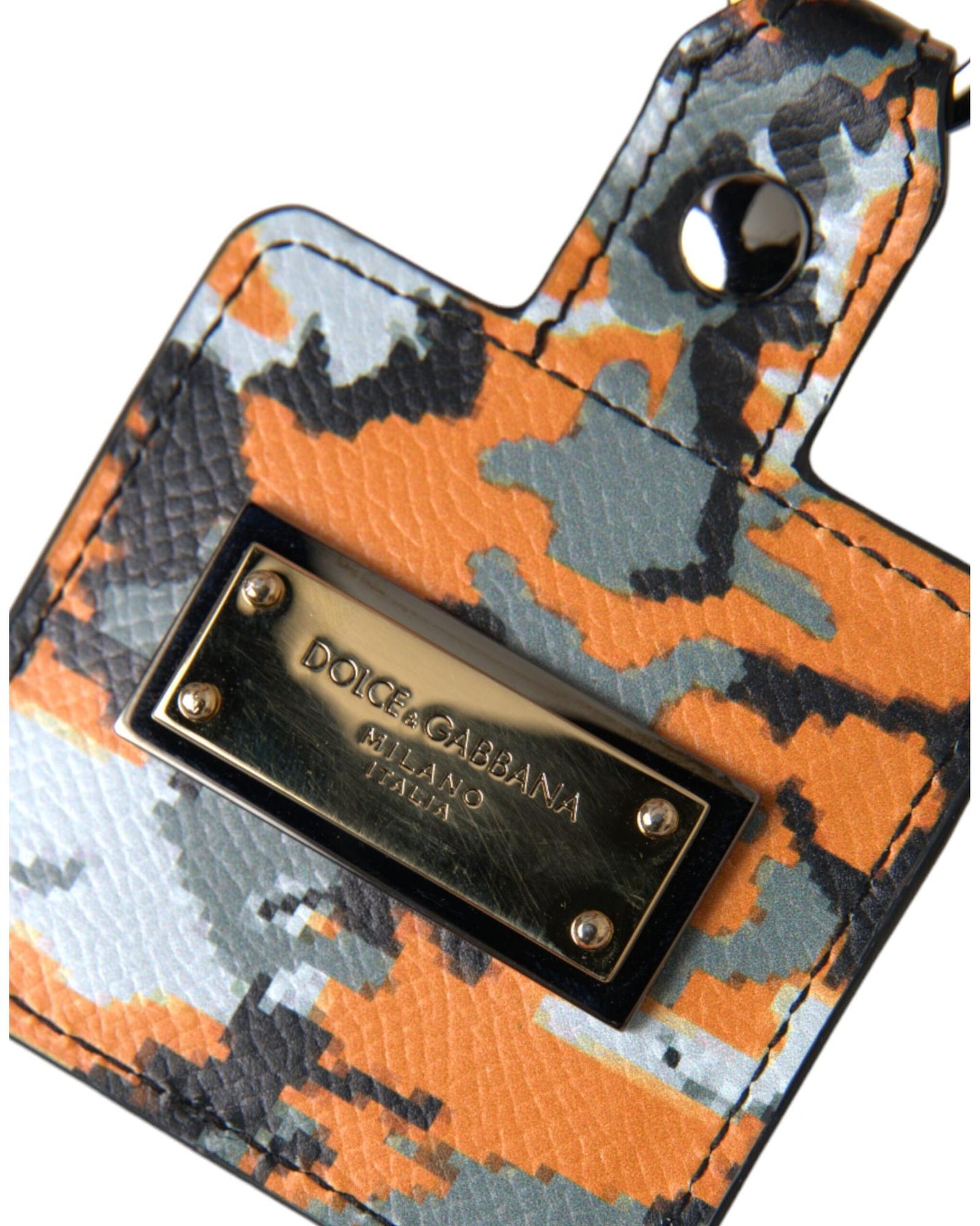 Dolce & Gabbana Women's Multicolor Camouflage Print Leather Logo Metal Airpods Case - One Size