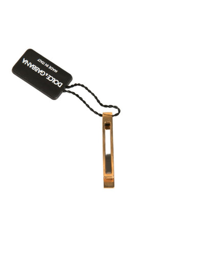 Dolce & Gabbana Men's Gold Tone Brass Crystal Branded Tie Clip Bar - One Size