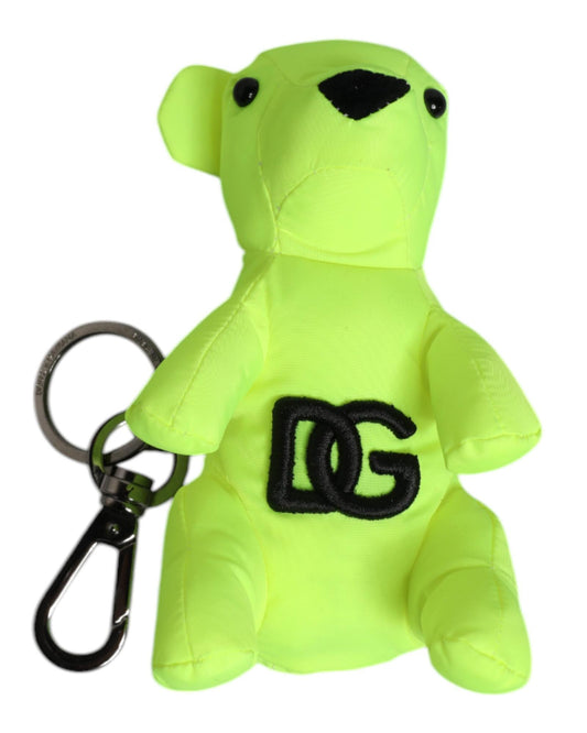 Dolce & Gabbana Men's Green Bear Embroidered Logo Keychain Clasp Keyring - One Size