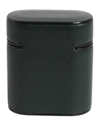 Dolce & Gabbana Men's Black Calfskin Leather Logo Print Flip Holder Airpods Case - One Size