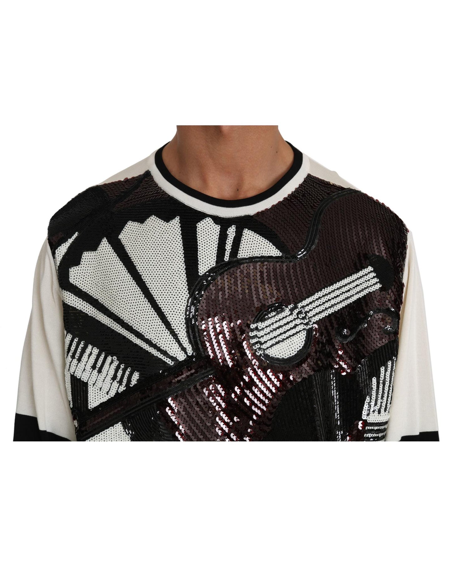 New York Jazz Sequined Silk Pullover Sweater 48 IT Men