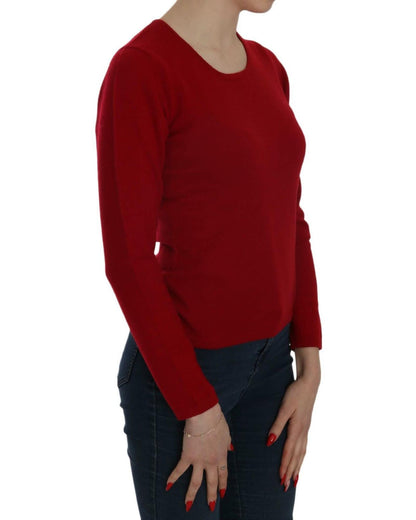 MILA SCHON Women's Red Round Neck Pullover Cashmere Sweater - XS