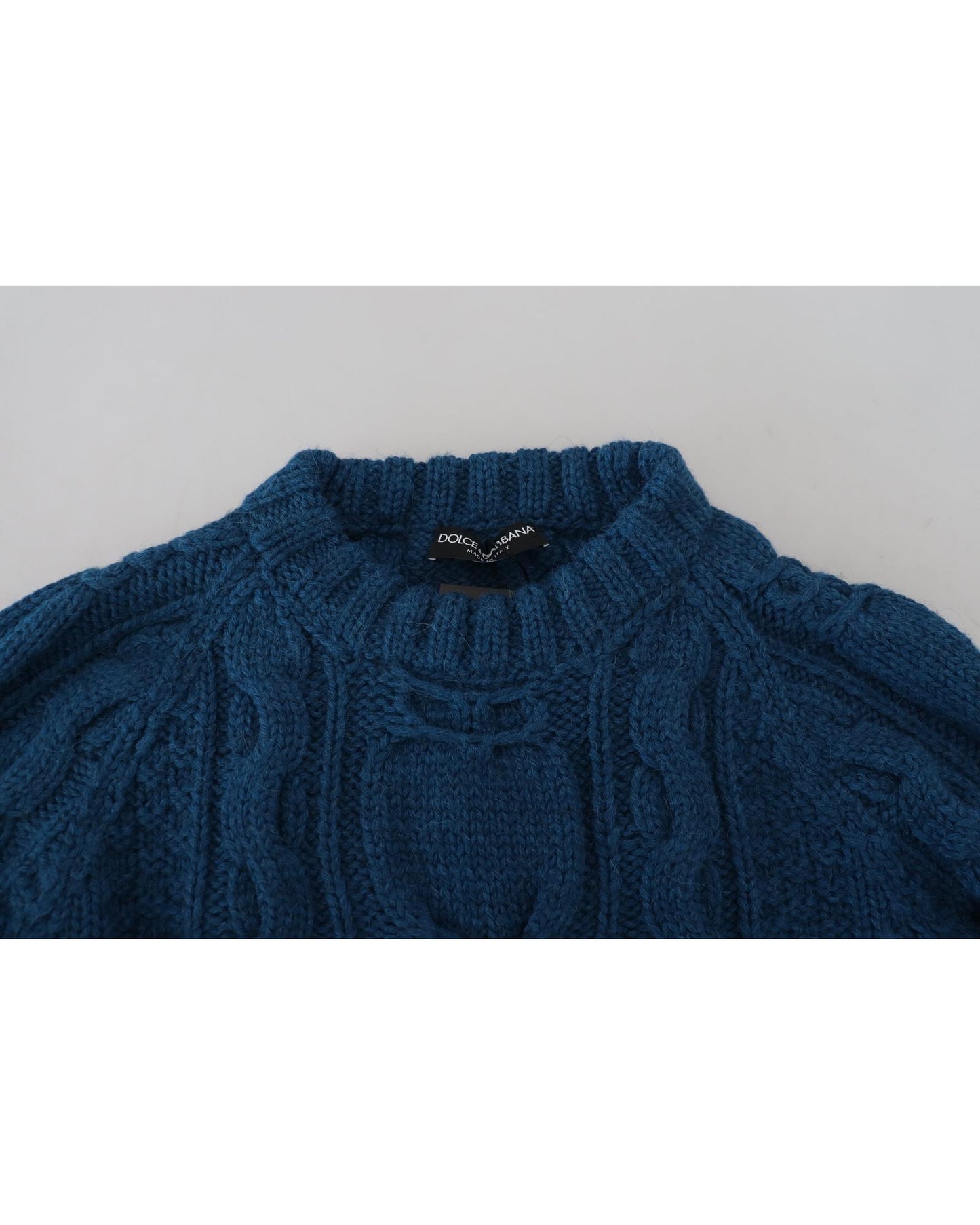 Blue Crewneck Pullover Sweater with Logo Details 44 IT Men