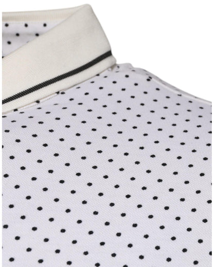 Dolce & Gabbana Men's White Polka Dot Cotton Collared Polo T-shirt - 44 IT