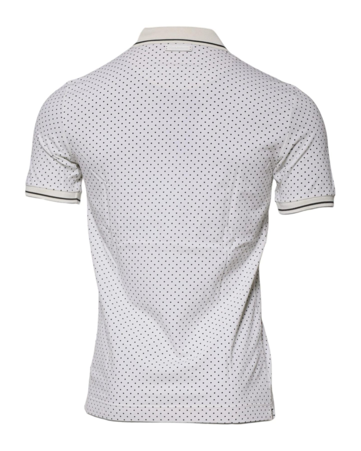 Dolce & Gabbana Men's White Polka Dot Cotton Collared Polo T-shirt - 44 IT