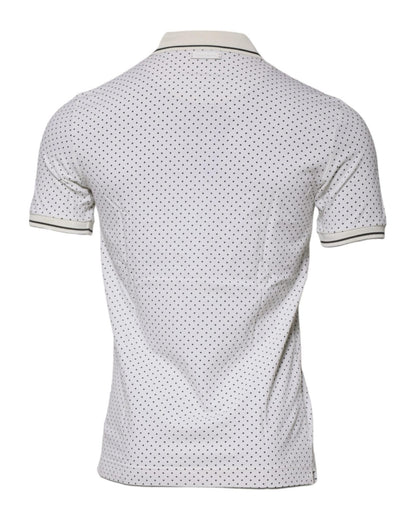 Dolce & Gabbana Men's White Polka Dot Cotton Collared Polo T-shirt - 44 IT