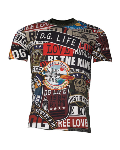 Dolce & Gabbana Men's Multicolor Graphic Print Cotton Crew Neck T-shirt - 50 IT