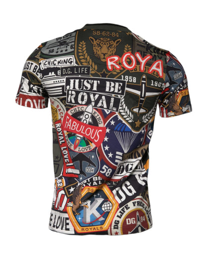 Dolce & Gabbana Men's Multicolor Graphic Print Cotton Crew Neck T-shirt - 50 IT