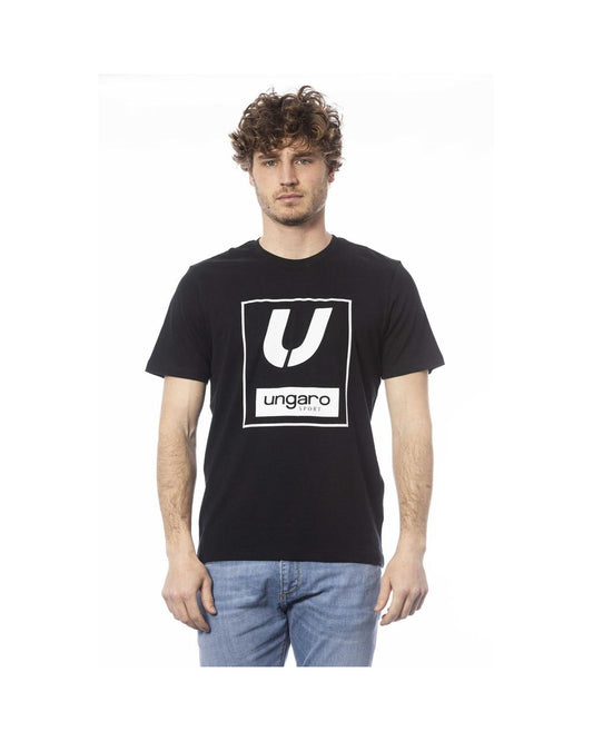 Ungaro Sport Men's Sleek Black Cotton Crew Neck Tee - L