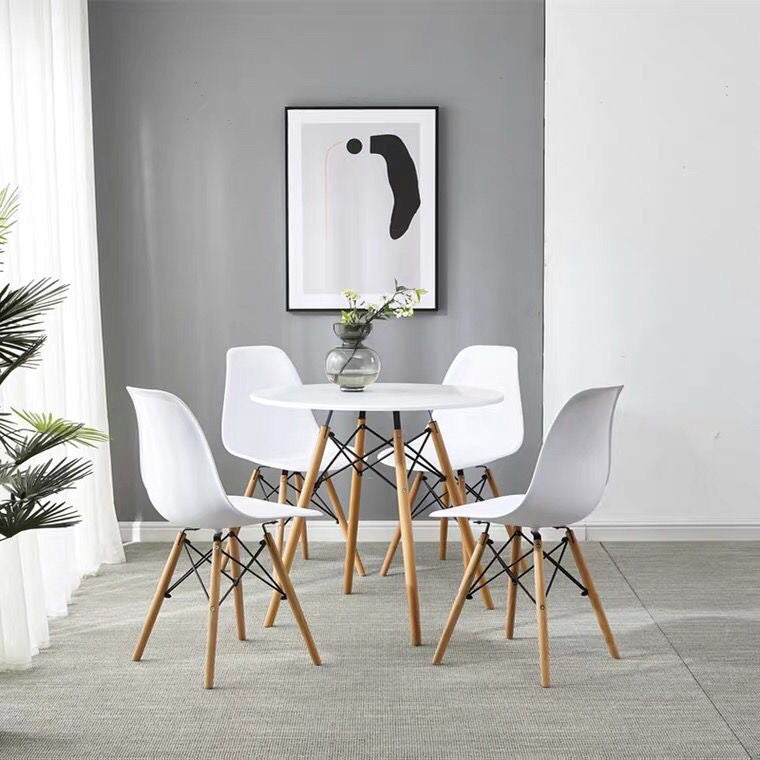 Wood Dining Table for 2-4 People,80cm DIA Modern Round Kitchen Table with Wood Legs for Dining Room, Living Room and Kitchen