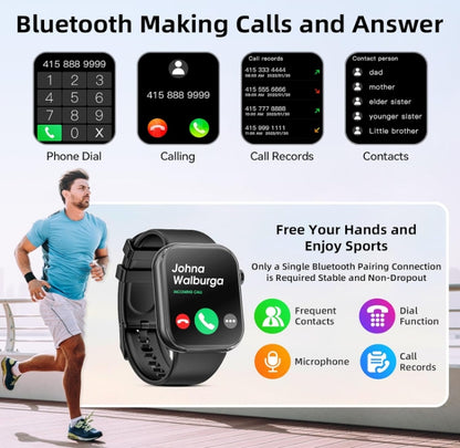 Smart Watch  44mm  Bluetooth call Screen True Multidial Blood Oxygen Game Sports Mode Pro FOR IOS and Android Black with 2 straps