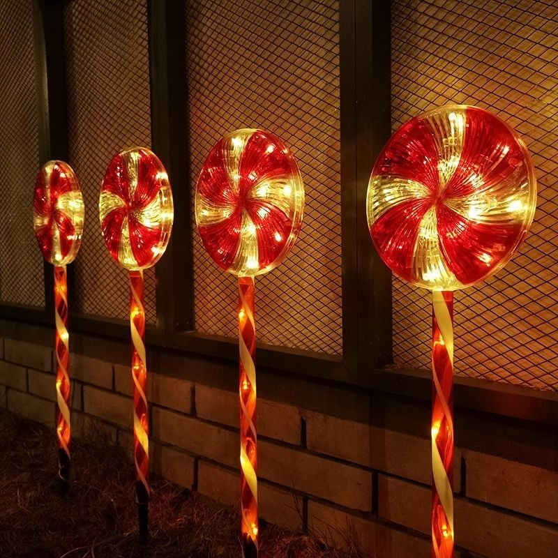 4pcs Solar Lollipops Cane Light Candy Cane Lights Water-resistant Christmas Outdoor Lawn Light