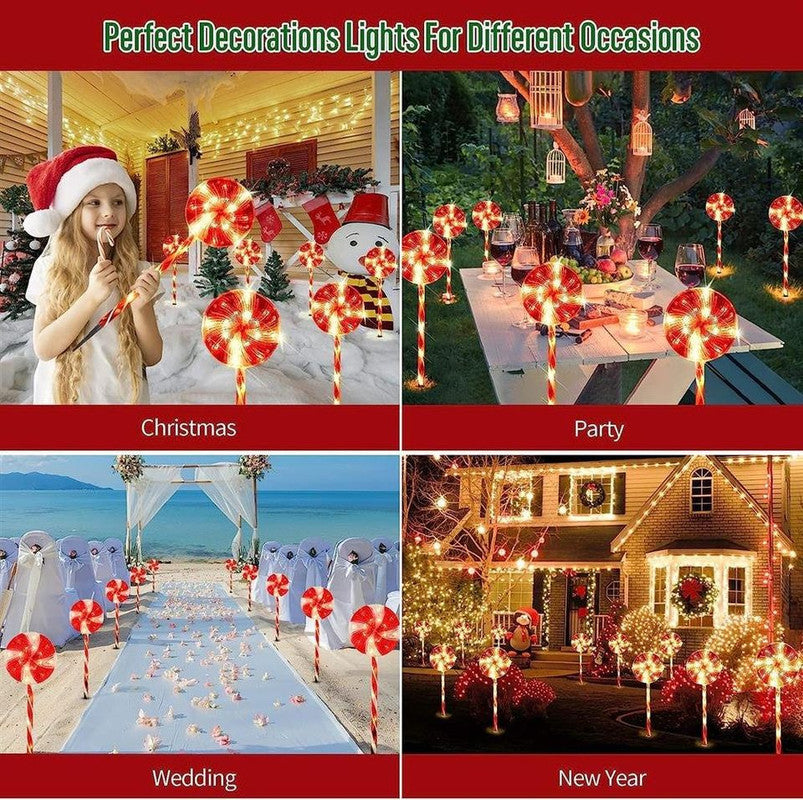 4pcs Solar Lollipops Cane Light Candy Cane Lights Water-resistant Christmas Outdoor Lawn Light