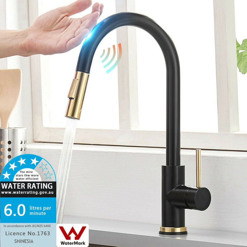 2023 Brushed Gold Spout Matte Black pull out with spray function kitchen mixer tap faucet