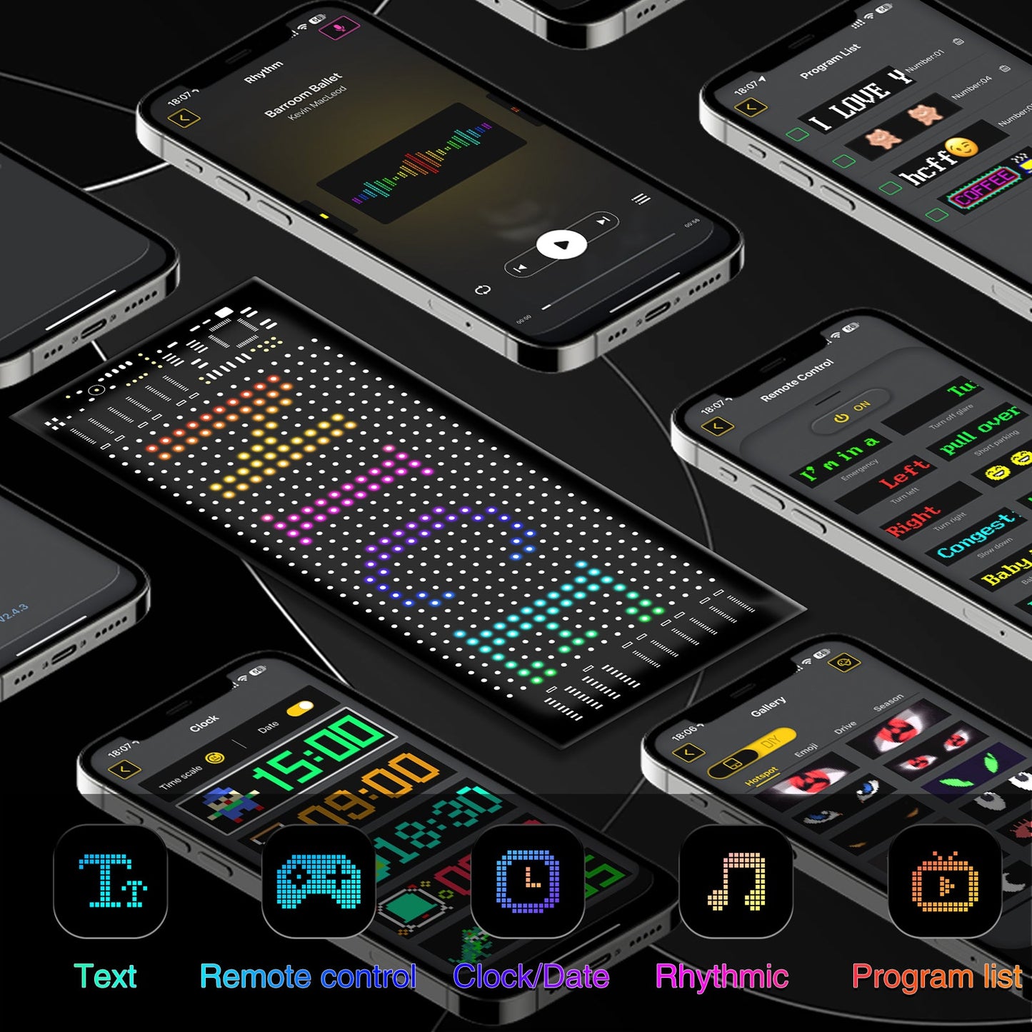 Programmable LED Matrix Panel Flexible Screen IP65 with APP Control 70*173mm