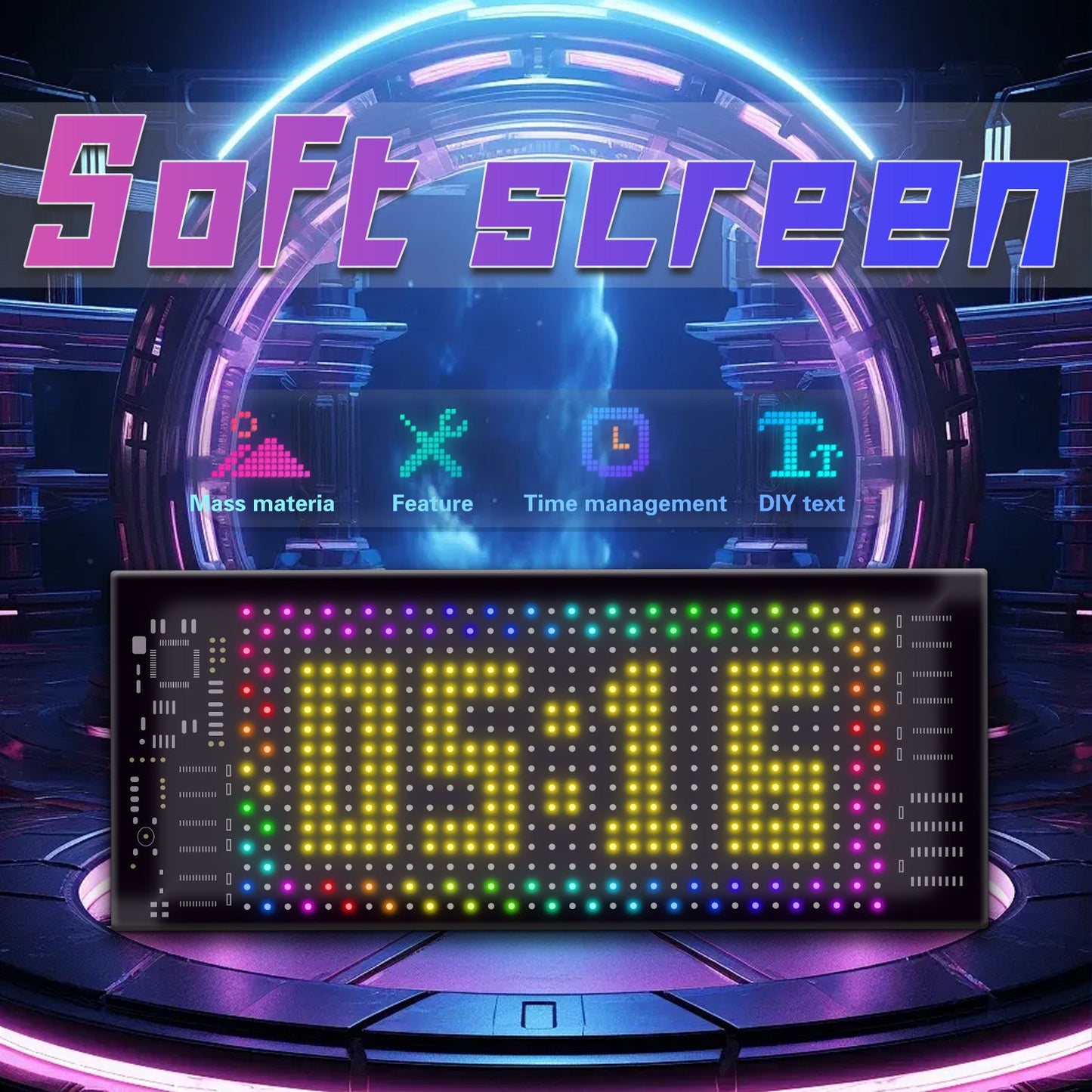 Programmable LED Matrix Panel Flexible Screen IP65 with APP Control 70*173mm