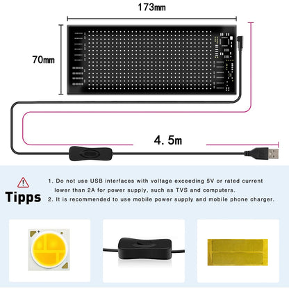 Programmable LED Matrix Panel Flexible Screen IP65 with APP Control 70*173mm