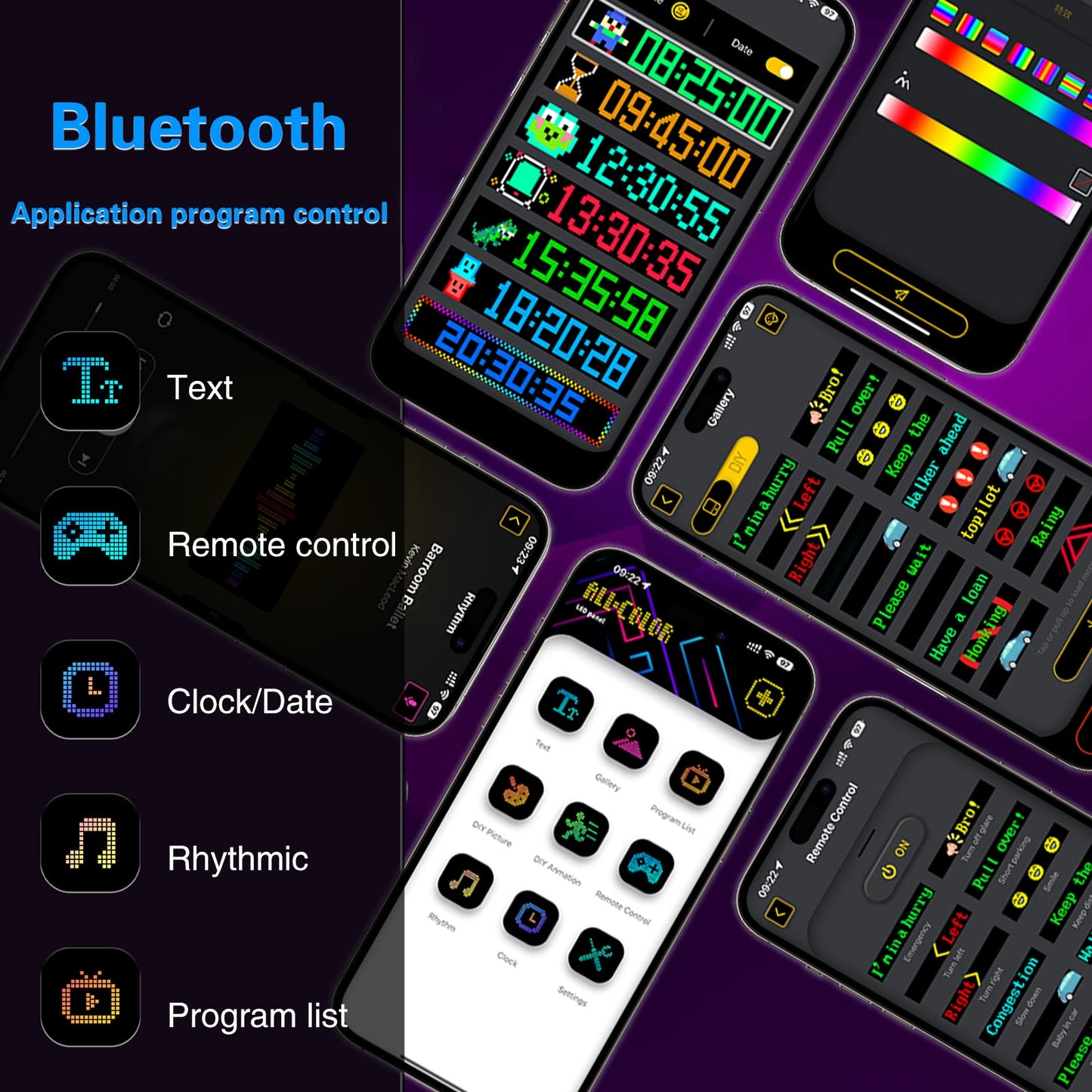 Programmable LED Matrix Panel Flexible Screen IP65 with APP Control 120*595mm