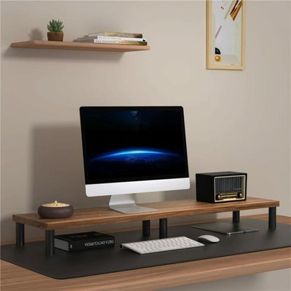 Aluminum Alloy Desktop Monitor Stand With Wooden Plate Riser