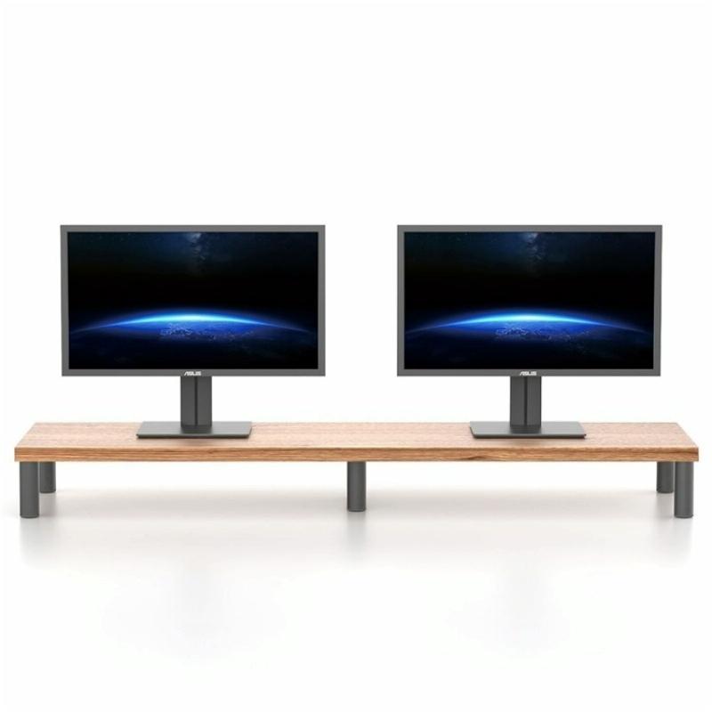 Aluminum Alloy Desktop Monitor Stand With Wooden Plate Riser