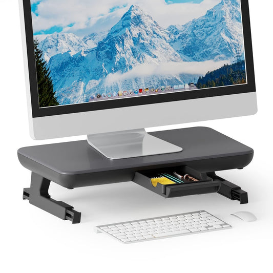 Adjustable Laptop Stand With Storage Drawer - Height Riser - Basic