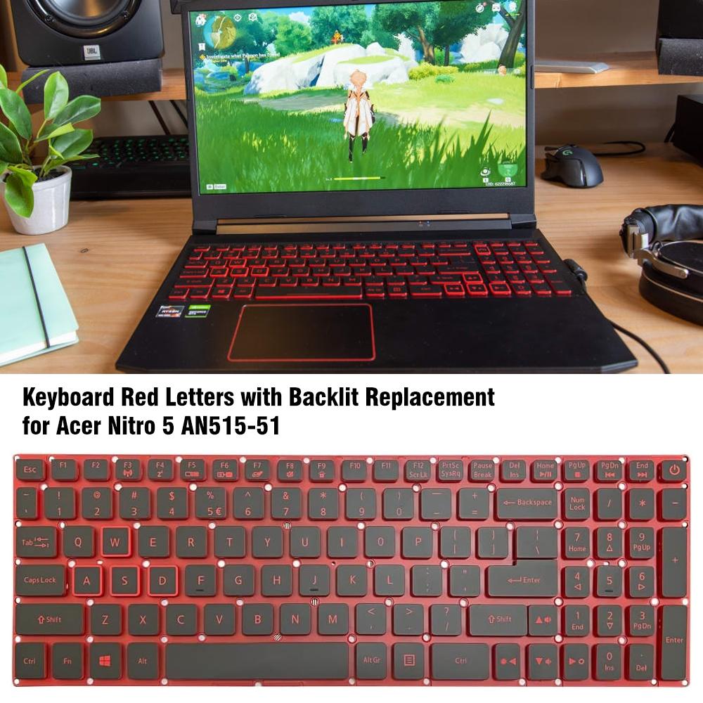 Red Backlit Laptop Keyboard - Us Version - For Acer Nitro 5 An515-41