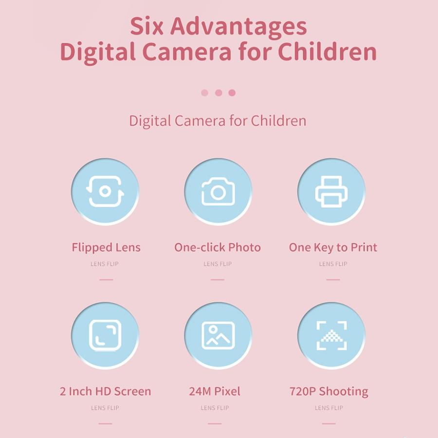 Rotating Lens Kids Digital Camera - Pink Hd Printable