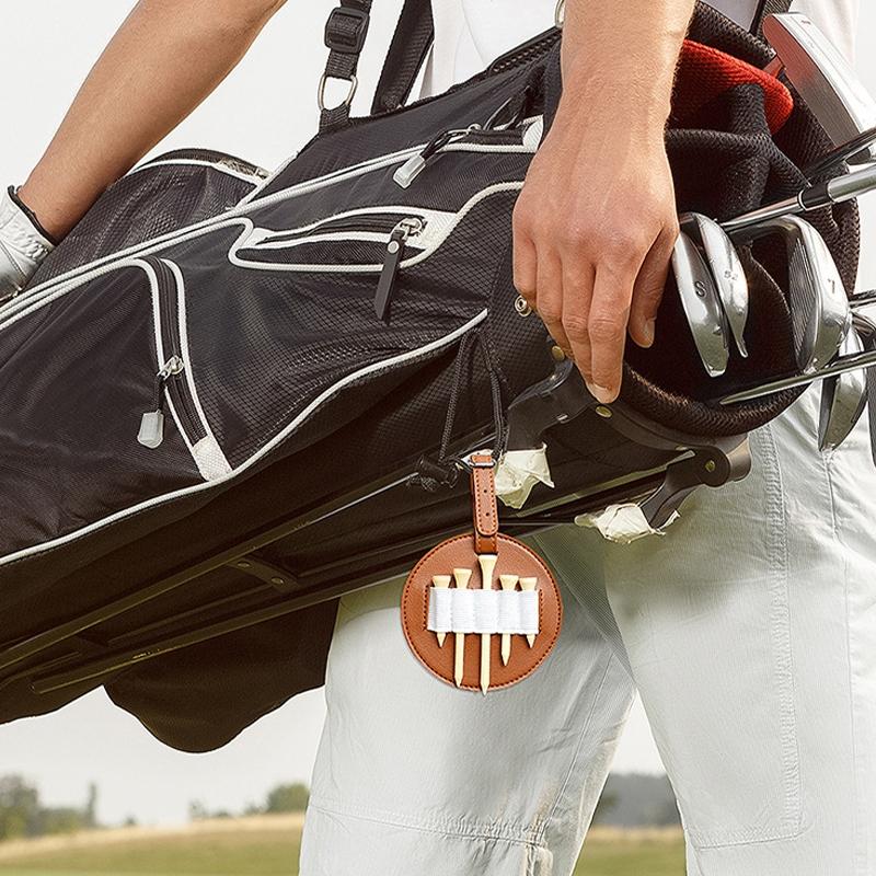 Double-Sided Leather Golf Spike Insert Bag - Outdoor Waist Hanging Storage - Double-Sided Brown